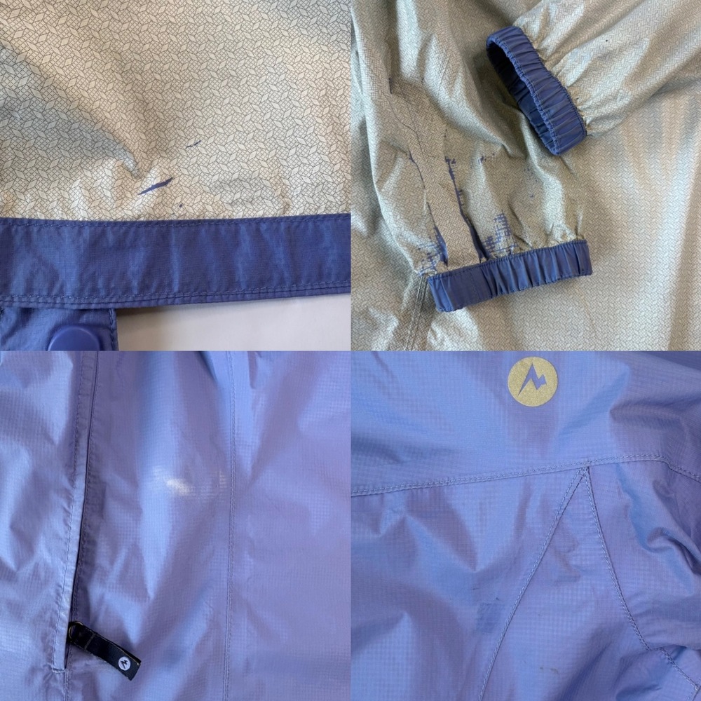 Marmot PreCip Girls Large Waterproof Hooded Rain Jacket Purple Packable Shell - Picture 8 of 8